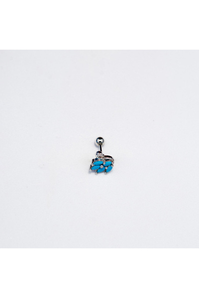 Piercing by Sever Turquoise Stone Blue Swan Steel Piercing… Gold/Gold Colored (Tragus Helix Conch Flat)