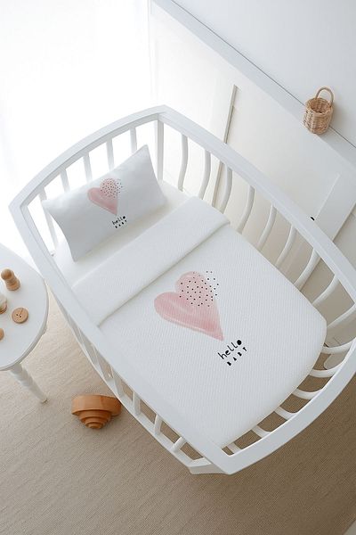 Tuğba Kuğu Pike Set - Pure Baby - Pink Romantic Heart - 60 X 100 cm