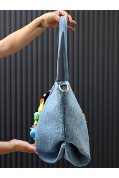 EVASAMLİSHOESBAG Ayıcıklı Jean İthal Çanta