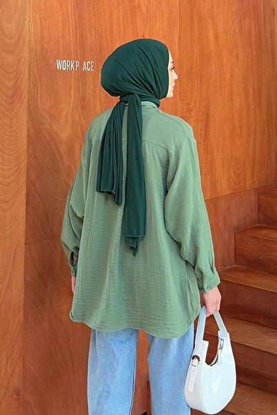 lamelif Πουκάμισο Hijab Muslin Çağla Green