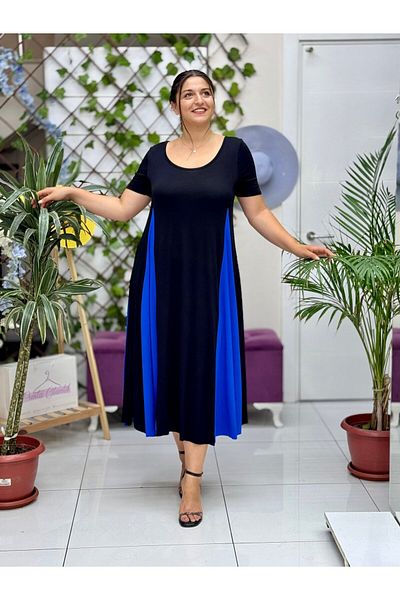 Punta Otantik Ms3123 Half Sleeve Turned Viscose Dress Black Saks