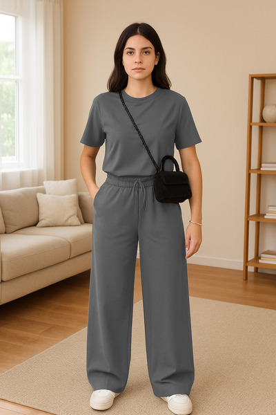 YAKAMEL Women's Summer Short Sleeve Bottom Top Set