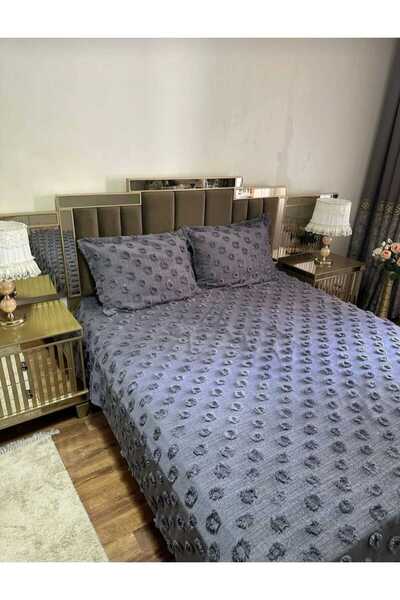 bursa çeyiz 3 Piece Double Bedspread with Pompom Pattern