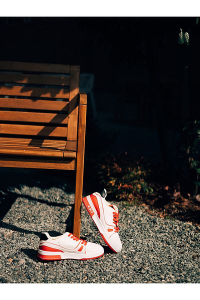 Kalapod Women's green and red sports shoes made of ecological leather and textile material Raela
