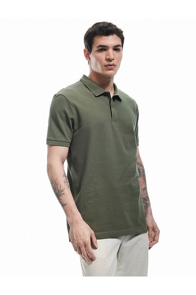 Koton Short Sleeve Cotton Pique Fabric Polo Neck Slim Fit T-Shirt