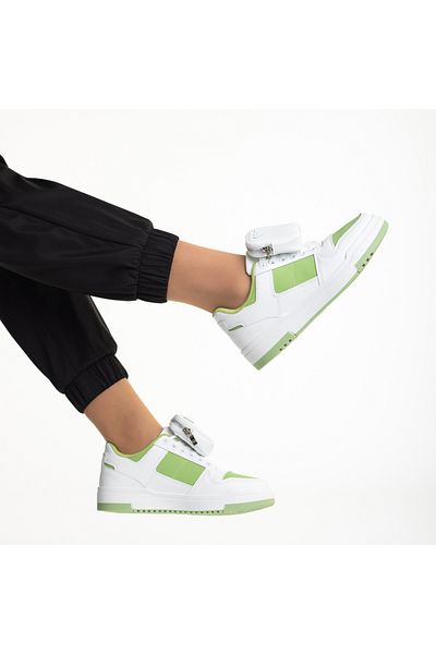 Kalapod Women's white and green sports shoes made of ecological leather Inola