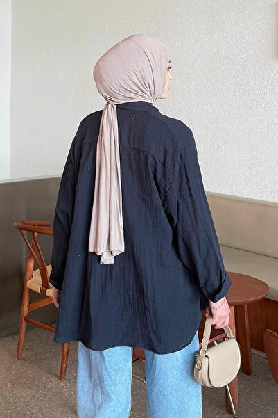 lamelif Муслінова сорочка для мусульманських жінок, темно-синя