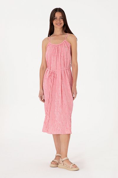 U.S. Polo Assn. Women's Pink Striped Midi Length Woven Dress 50306884-Vr167