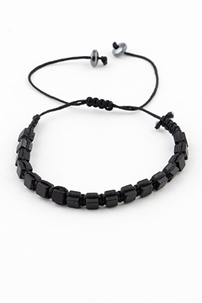 Sortie Aksesuar Natural Stone Macrame Braided Hematite Height Adjustable Brac...