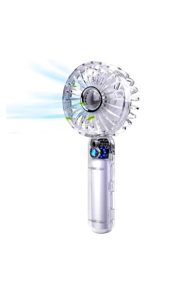 OEM Ventilator portabil de mana, 3 trepte ventilatie si 4 lame, incarcare USB-C, carcasa transparenta