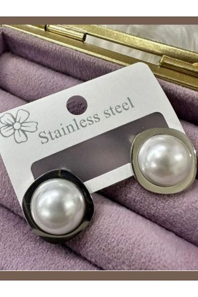 Eyelashes Silver Large White Crystal Stone Steel Earrings
