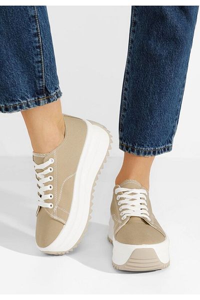 B T Shoes Roselina khaki platform sneakers