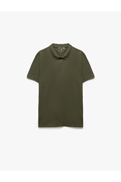 Koton Kurzärmliges Slim-Fit-T-Shirt aus Baumwoll-Piqué-Stoff mit Polokragen