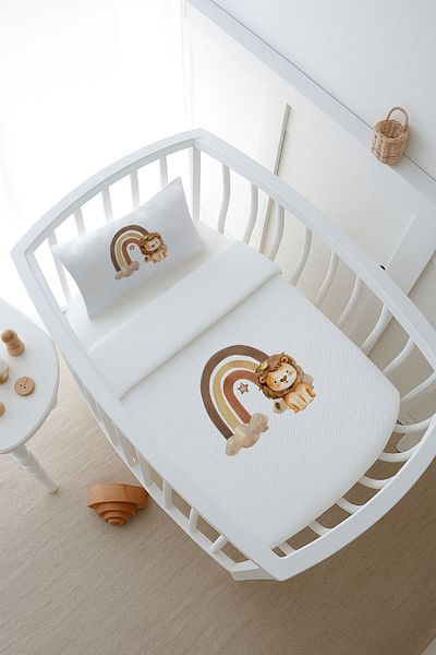 Tuğba Kuğu Pike Set - Little Baby - Lion Rainbow - 60 X 100 cm