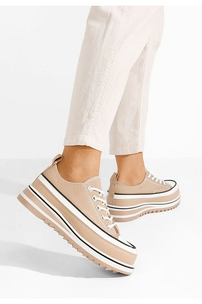 B T Shoes Menola khaki platform sneakers