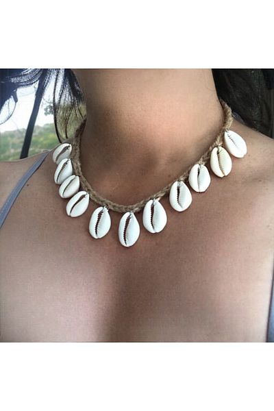 By G Tasarım Seashell Jute String Necklace