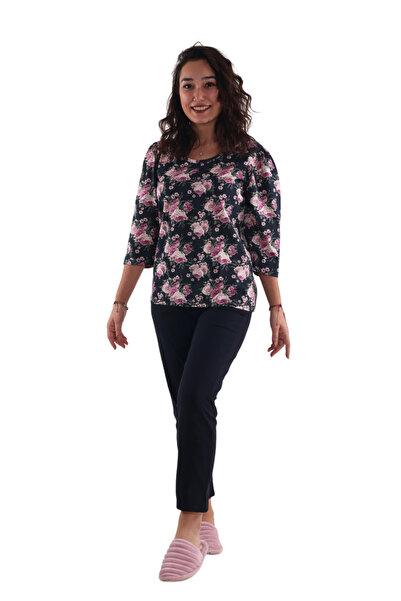 ASN concept Kadın Çiçek Desenli Pijama Üstü 2li Paket (Büyük Beden Seceneğiyle)