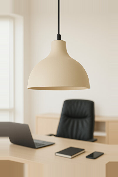 Lambadar Shine Metal Tekli Krem Sarkıt Avize Retro Rustik Model Modern Endüstriyel Mufak Hol Ofis Cafe Avize