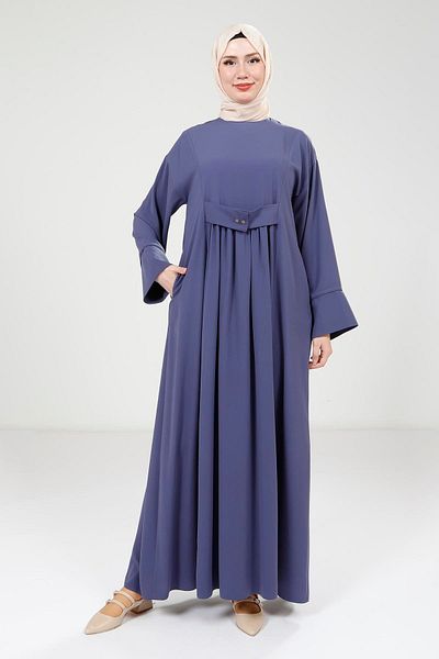 Beyza Μωβ φόρεμα με κουμπωτά 9220