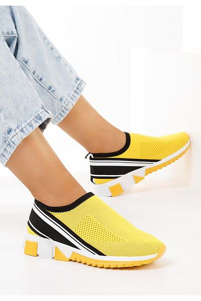 B T Shoes Dreamly Yellow Slip-On Sneakers