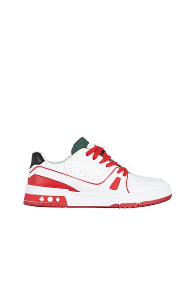 Kalapod Women's green and red sports shoes made of ecological leather and textile material Raela