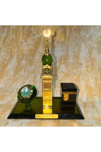 Generic Crystal sculpture of the Holy Kaaba and the clock tower with a view of the clock