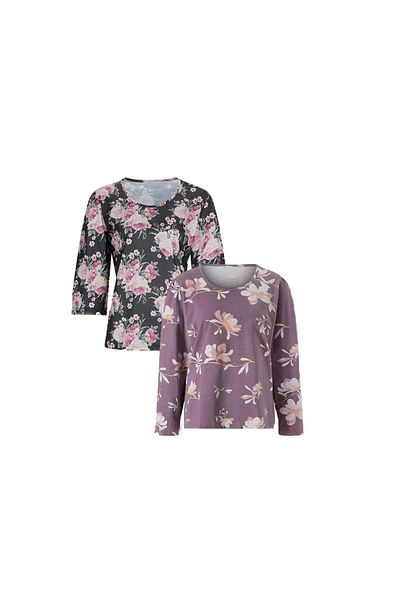 ASN concept Women's Floral Patterned Pajama Top 2 Pack (with Plus Size Option)