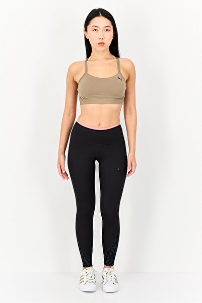 Puma Women Brand Logo Padded Sports Bra, Taupe