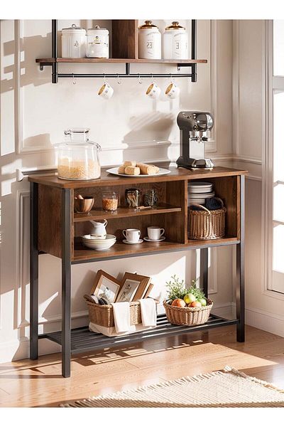 EqiEch Coffee Corner Cabinet with Adjustable Legs, Large Storage, Modern Sideboard - 110*45*85cm