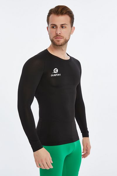 ASM SPOR Men's Thermal Underwear-Long Sleeve,Breathable,Black Sports Top
