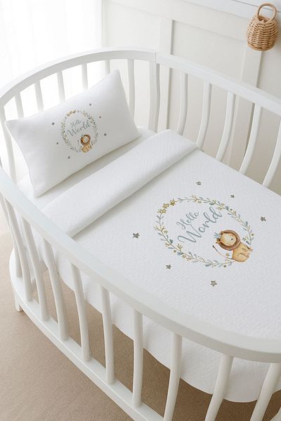 Tuğba Kuğu Pike Set - for Baby - Little Lion - 80 X 120 cm
