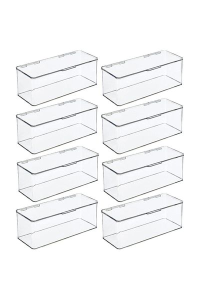 MDesign Set of 8 mDesign organizers, plastic, transparent, 14.6 x 34.0 x 12.7 cm