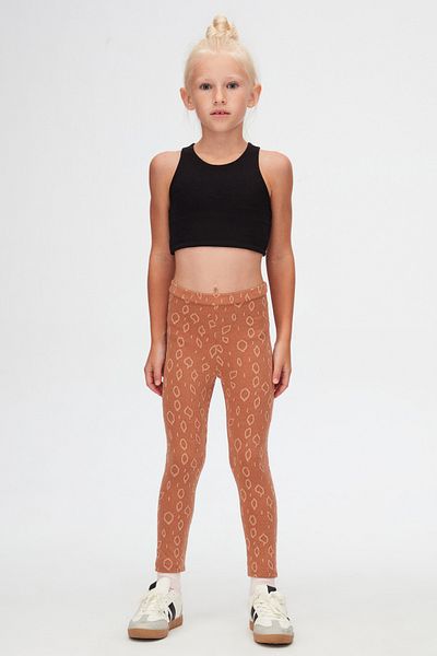 LOVETTI Brown Drop Pattern Girl's Jacquard Full Length Leggings