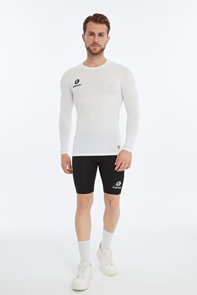 ASM SPOR Ανδρικό θερμικό εσώρουχο-μακρυμάνικο, αναπνεύσιμο, λευκό αθλητικό μπλουζάκι