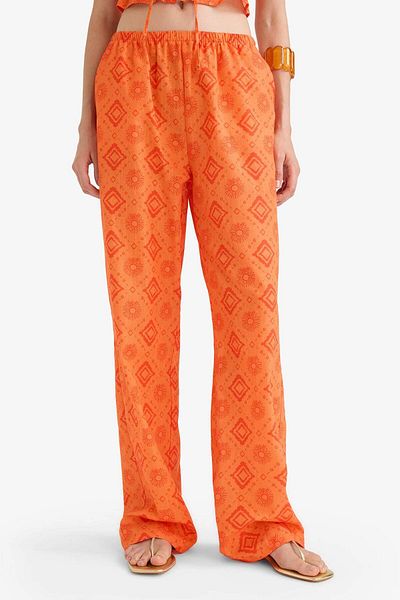 DeFacto Straight Fit Patterned Three Pockets Regular Waist Standard Length Cotton Pants F5800Ax25Hs