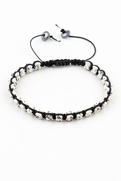 Sortie Aksesuar Natural Stone Macrame Braided Hematite Height Adjustable Brac...