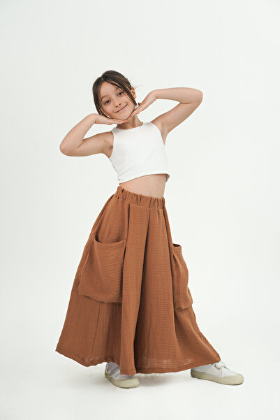 Catz Kids Girl's Cali Brown Muslin Trouser Skirt