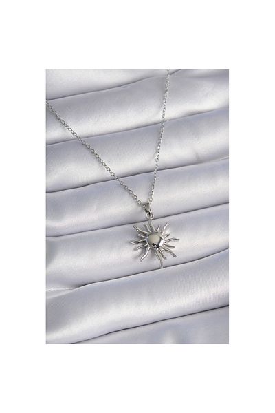 Skygo 316L Steel Silver Color Chain Sun Figure Women's Necklace - Tj-Bko9431
