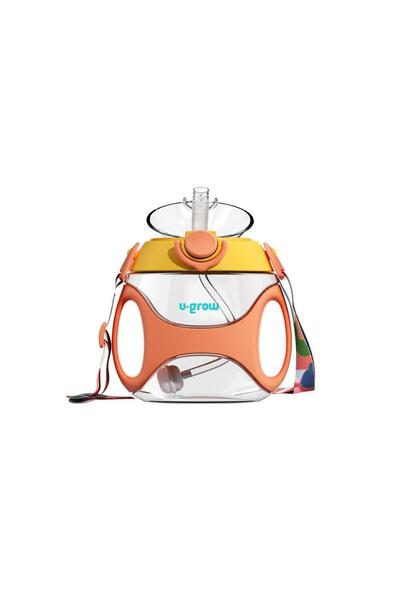 U-Grow Μπουκάλι Tritan με καλαμάκι και λουράκι U-growUG-733OG, 330ml, Πορτοκαλί