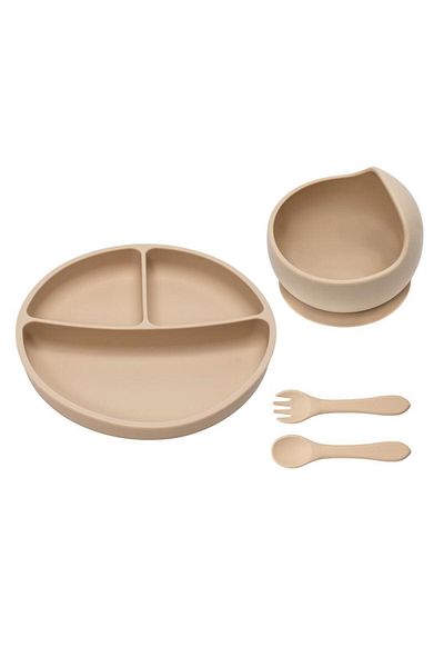 APPEKIDS Set diversificare din silicon, AppeKids Basic Bubble Beige