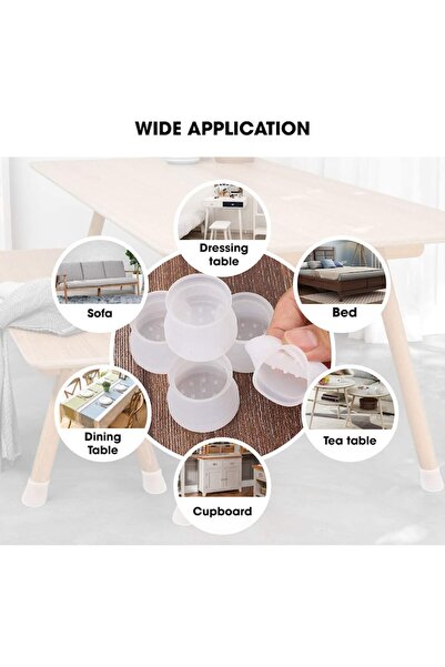 OEM Set of 4 chair, table, bed leg protectors, universal silicone, White