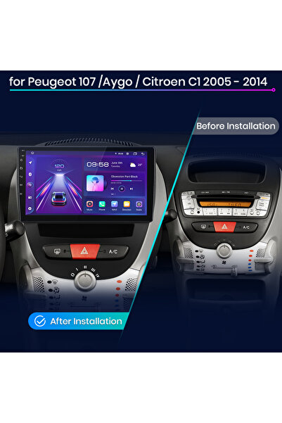SOUNDCİTY CITROEN C1 2005-2014 MULTİMEDYA CARPLAY EKRAN SETİ 4 GB RAM 64 HAFI...