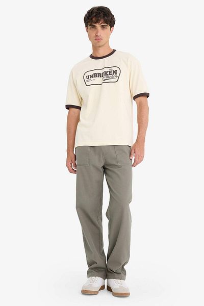 DeFacto 100% Cotton Boxy Fit Crew Neck Printed Short Sleeve T-Shirt F4446Ax25Sm