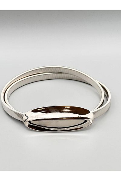 MODAM HİFA Silver Spring Flexible Chain Belt Women's Belt Dress Belt Shirt Belt Coat Belt
