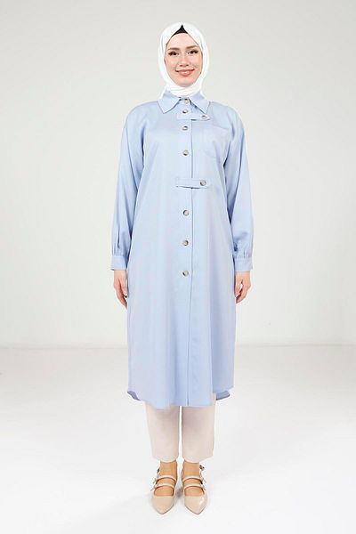 Beyza Buttoned Blue Wear and Go 9231