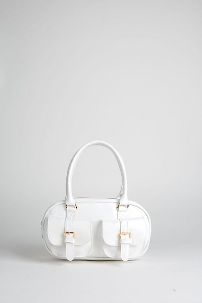 Vivaq Women's White 3-Pocket Zipper and Snap Closure Adjustable Strap Handbag and Shoulder Bag