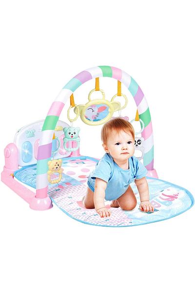 Saharaz Baby Play Mat,with Rattles Stand and Built-in Sound System, for Baby Sensory Exploration