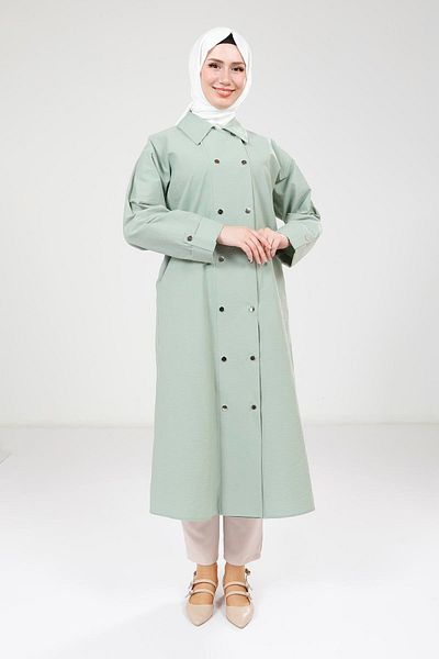 Beyza Buttoned Mint Color Wear and Take Off 9234