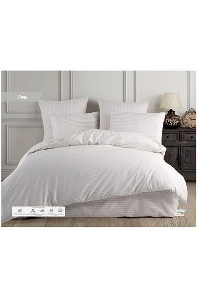 Elvira Home Collection Eh Σετ Παπλωματοθήκη Διπλό Ριγέ 100% Βαμβακερό Σατέν 4 τεμαχίων