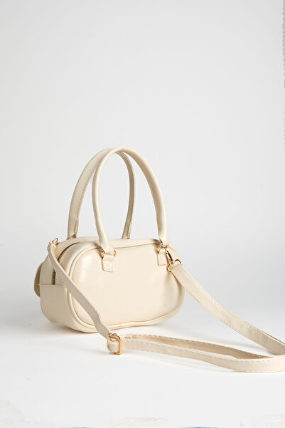 Vivaq Women's Çiğdem Cream 3-Pocket Zipper and Snap Closure Adjustable Strap Handbag and Shoulder Bag